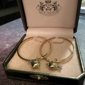 Gold plated heart juicy couture hoop earrings
